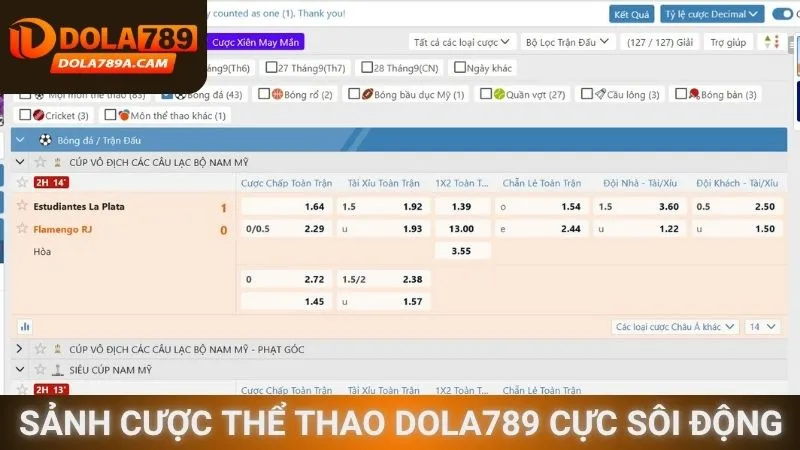 Sảnh cược thể thao Dola789 sôi động hấp dẫn